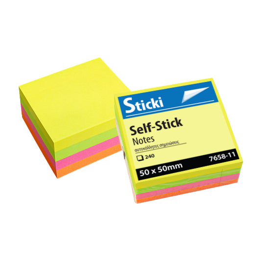 Αυτοκόλλητος Κύβος Sticki 50x50mm Neon 240φ