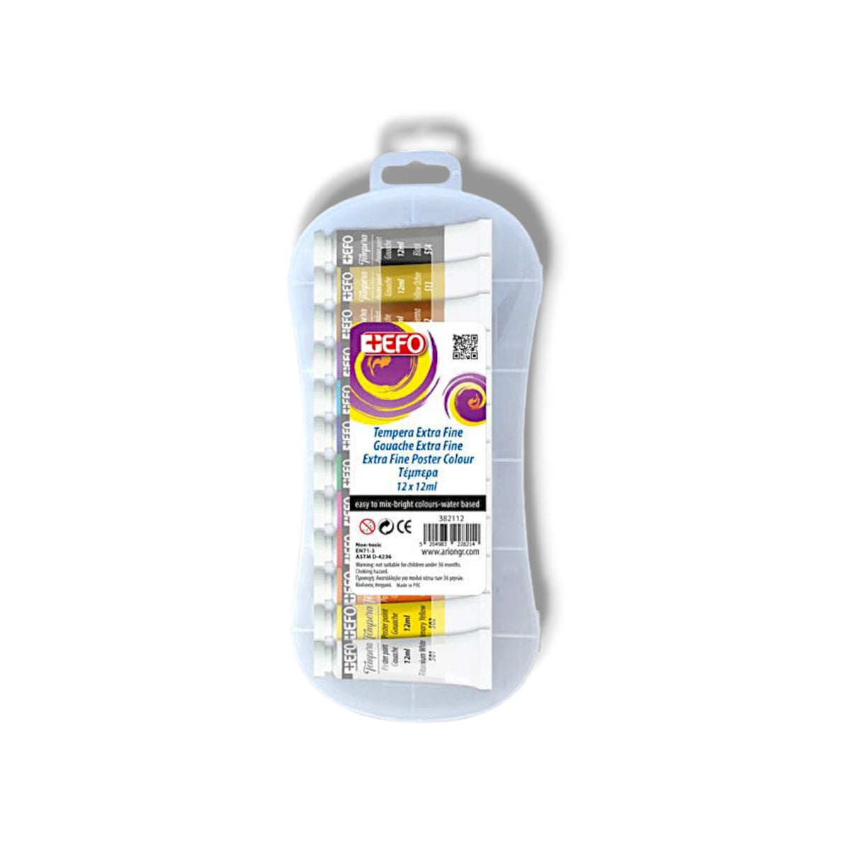 Τέμπερες +Efo 12 Χρώματα 12ml Πλαστικό κουτί