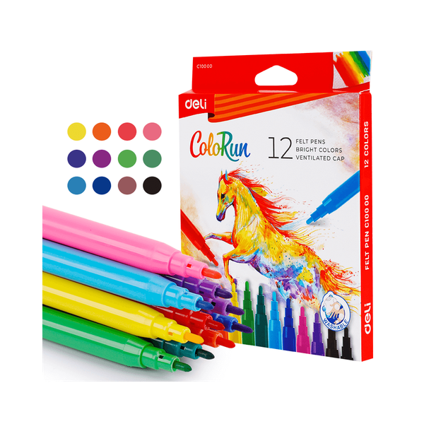 Μαρκαδόροι 12 Χρώματα COLORUN DELI