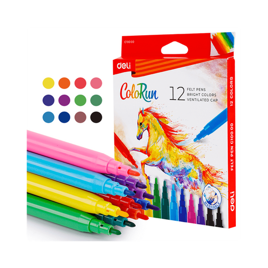 Μαρκαδόροι 12 Χρώματα COLORUN DELI